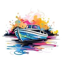 bateau navire espiègle illustration esquisser collage expressif ouvrages d'art clipart La peinture photo