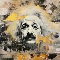 Einstein visage abstrait collage album Jaune rétro ancien surréaliste illustration photo