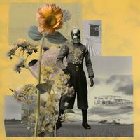 soldat tournesol abstrait collage album Jaune rétro ancien surréaliste illustration photo