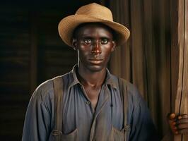 africain américain homme de le de bonne heure années 1900 coloré vieux photo ai génératif