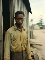 africain américain homme de le de bonne heure années 1900 coloré vieux photo ai génératif