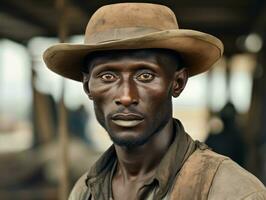 africain américain homme de le de bonne heure années 1900 coloré vieux photo ai génératif