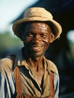 africain américain homme de le de bonne heure années 1900 coloré vieux photo ai génératif