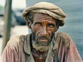 africain américain homme de le de bonne heure années 1900 coloré vieux photo ai génératif