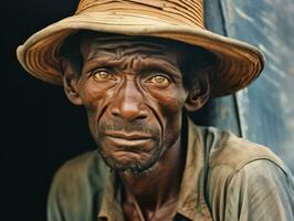 africain américain homme de le de bonne heure années 1900 coloré vieux photo ai génératif