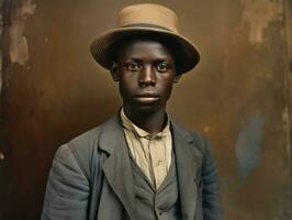 africain américain homme de le de bonne heure années 1900 coloré vieux photo ai génératif