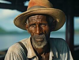 africain américain homme de le de bonne heure années 1900 coloré vieux photo ai génératif