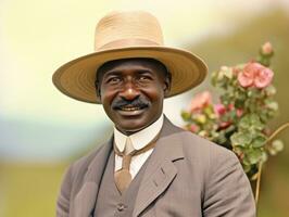 africain américain homme de le de bonne heure années 1900 coloré vieux photo ai génératif