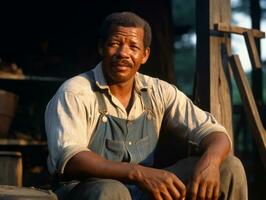 africain américain homme de le de bonne heure années 1900 coloré vieux photo ai génératif