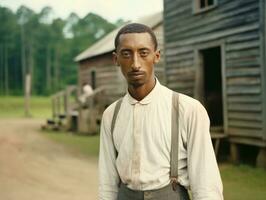 africain américain homme de le de bonne heure années 1900 coloré vieux photo ai génératif