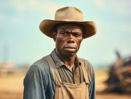 africain américain homme de le de bonne heure années 1900 coloré vieux photo ai génératif