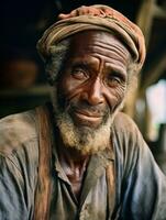 africain américain homme de le de bonne heure années 1900 coloré vieux photo ai génératif