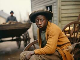 africain américain homme de le de bonne heure années 1900 coloré vieux photo ai génératif