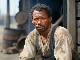 africain américain homme de le de bonne heure années 1900 coloré vieux photo ai génératif