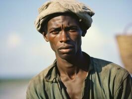 africain américain homme de le de bonne heure années 1900 coloré vieux photo ai génératif
