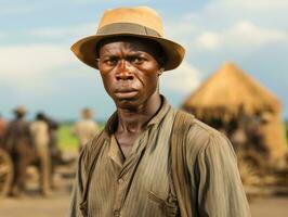 africain américain homme de le de bonne heure années 1900 coloré vieux photo ai génératif