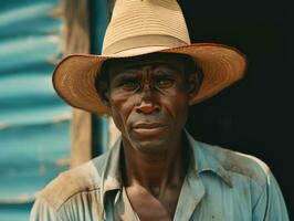 africain américain homme de le de bonne heure années 1900 coloré vieux photo ai génératif