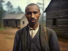 africain américain homme de le de bonne heure années 1900 coloré vieux photo ai génératif