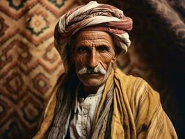 arabe homme de le de bonne heure années 1900 coloré vieux photo ai génératif