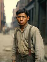 asiatique homme de le de bonne heure années 1900 coloré vieux photo ai génératif