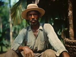 brésilien homme de le de bonne heure années 1900 coloré vieux photo ai génératif