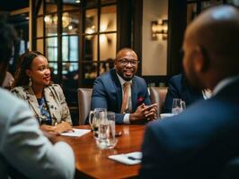 diverse groupe de affaires professionnels est engagé dans une réflexion session ai génératif photo