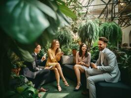 diverse groupe de affaires professionnels est engagé dans une réflexion session ai génératif photo