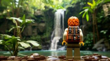 lego personnage embarquement sur épique aventures avec copains ai génératif photo