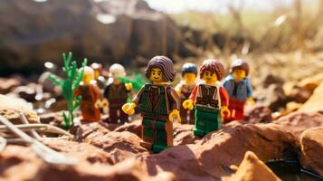 lego personnage embarquement sur épique aventures avec copains ai génératif photo