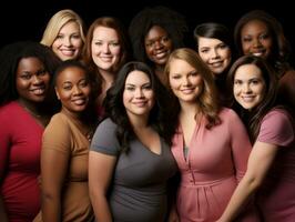 célébrer le beauté de diverse corps formes et tailles ai génératif photo