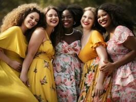 célébrer le beauté de diverse corps formes et tailles ai génératif photo