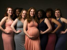 célébrer le beauté de diverse corps formes et tailles ai génératif photo