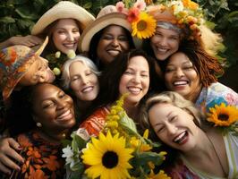 célébrer le beauté de diverse corps formes et tailles ai génératif photo