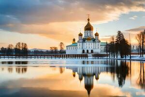 le église de le saint traverser dans Moscou, Russie. généré par ai photo