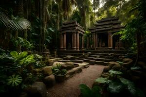 le temple de le mort dans le jungle. généré par ai photo