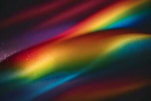 une arc en ciel coloré lumière est réfléchi sur une noir Contexte. généré par ai photo