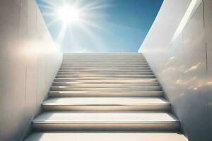 escaliers de premier plan à le Soleil. généré par ai photo