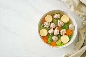 soupe claire au tofu et porc haché photo
