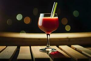 une verre de rouge boisson avec une paille. généré par ai photo