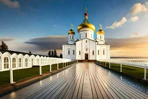 le église de le saint traverser dans le ville de krasnodar. généré par ai photo