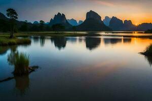 le Soleil monte plus de le montagnes dans Chine. généré par ai photo