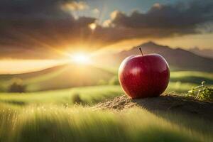 le Pomme dans le champ. généré par ai photo