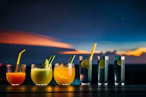 des cocktails sur le plage. généré par ai photo