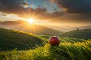 le Pomme dans le champ. généré par ai photo