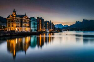 le ville de Lac Genève, Suisse. généré par ai photo