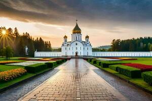 le cathédrale de le saint traverser dans le ville de Kazan. généré par ai photo