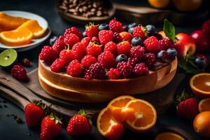 Frais fruit sur une gâteau. généré par ai photo