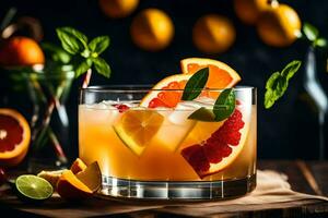 Orange et citron cocktail dans une verre avec garnitures. généré par ai photo