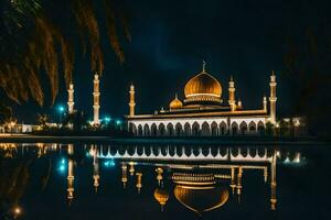 le mosquée à nuit. généré par ai photo