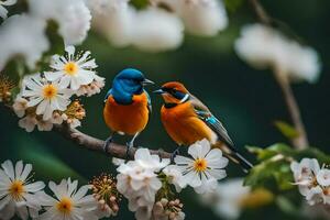 photo fond d'écran des oiseaux, le fleurs, le des oiseaux, le fleurs, le des oiseaux, le fleurs,. généré par ai